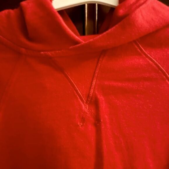 lululemon athletica red pullover hoodie with sueded cotton ruffles in back - 8 - Picture 3 of 12